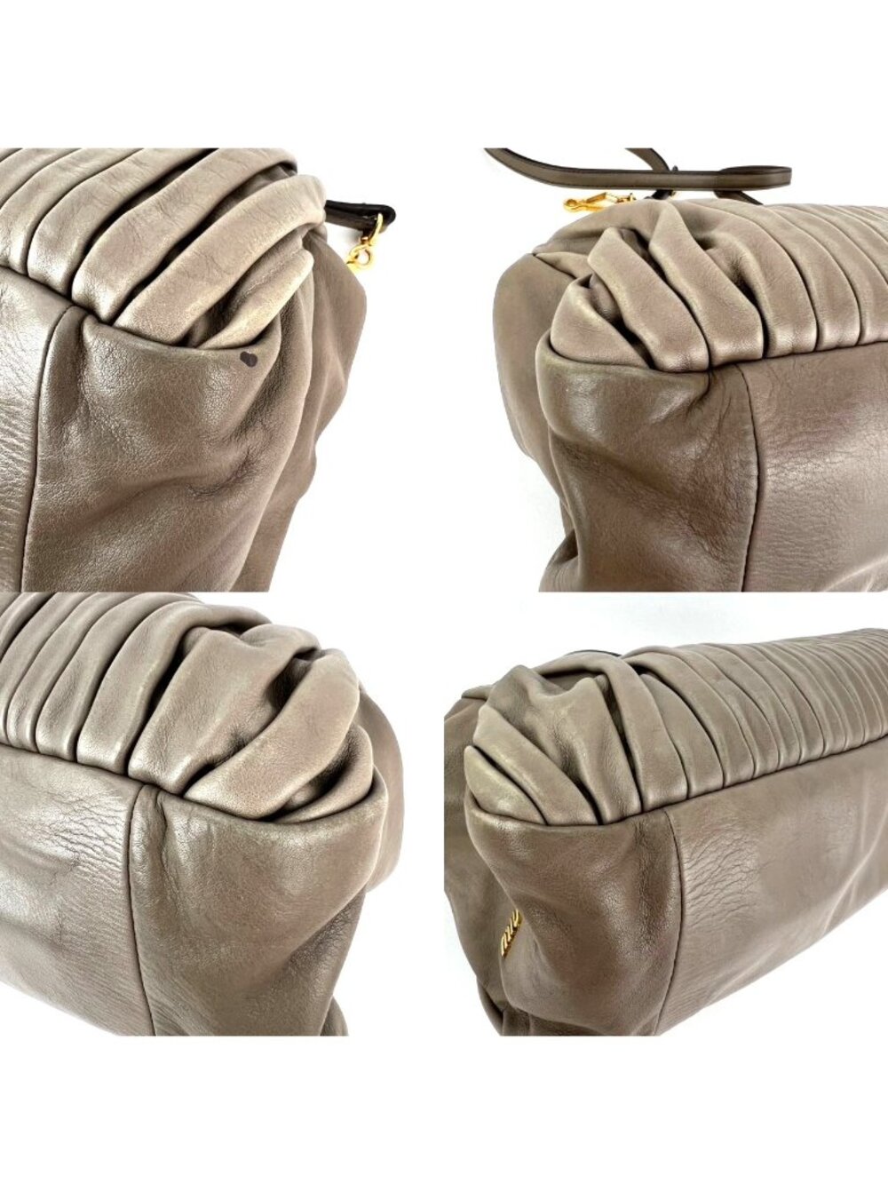 Miu Miu Nappa Plisse Beige Cammeo Bowling Bag Vintage - Picture 3 of 16